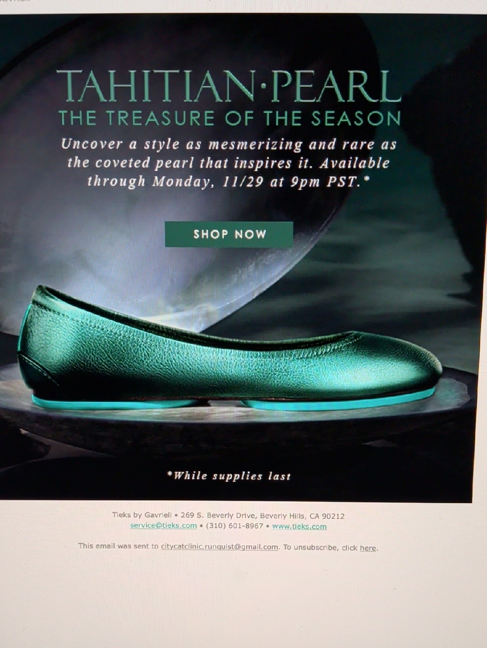 Tieks Black Friday Limited edition Tahitian Pearl Size 9 With Topper - Picture 5 of 5